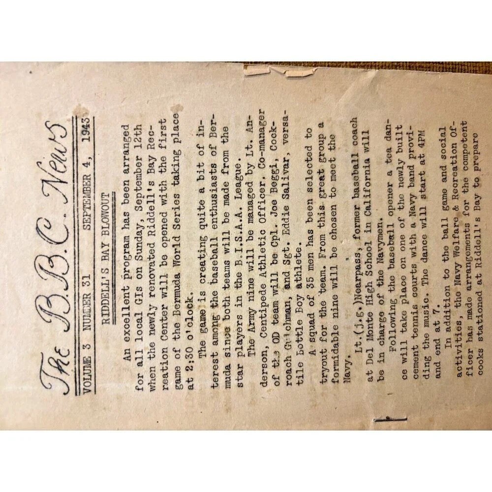 Vintage 1943 BBC News Bermuda Base Command Soldier Newspaper WWII x2​ - Picture 4 of 7